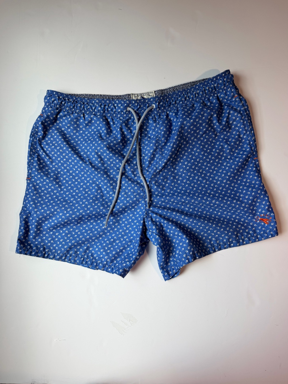 Ted Baker Navy and White Fish-Print Swim Shorts